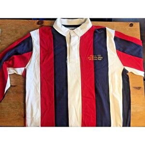 El Ganso Rugby Shirt Red White Blue XL Flag Preppy Y2K Vertical Stripe w/ Tags